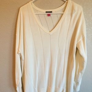 Vince Camuto Double Stitch Asymmetrical V Neck